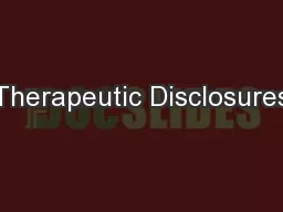 Therapeutic Disclosures