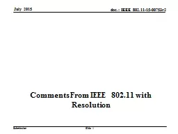 Comments From IEEE 802.11 with Resolution