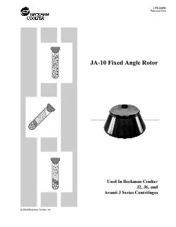 JA-10 Fixed Angle RotorUsed In Beckman CoulterJ2, J6, andAvanti J Seri