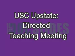 USC Upstate: Directed Teaching Meeting