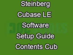 Steinberg Cubase LE  Software Setup Guide Contents Cub