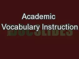 Academic Vocabulary Instruction