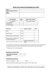 Roves Farm Family Camp Booking Form