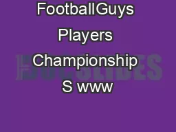 FootballGuys Players Championship S www