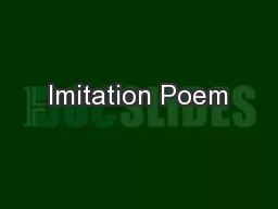 Imitation Poem
