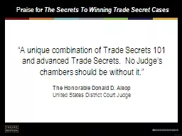 “A unique combination of Trade Secrets 101 and advanced T