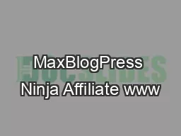         MaxBlogPress Ninja Affiliate www