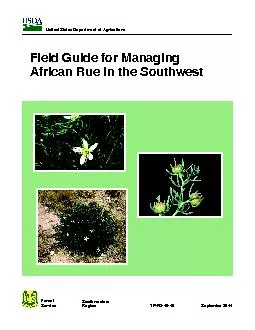 Field Guide for Managing  African Rue in the SouthwestForestService
..