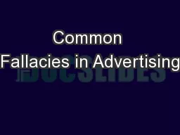 Common Fallacies in Advertising
