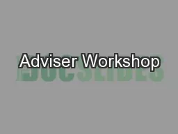 Adviser Workshop