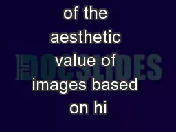Classification of the aesthetic value of images based on hi