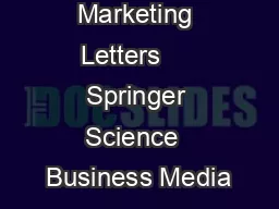 Marketing Letters     Springer Science  Business Media