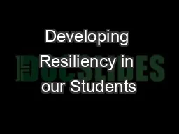 Developing Resiliency in our Students
