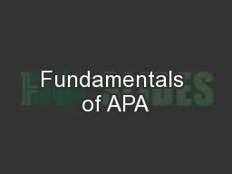 Fundamentals of APA
