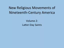 New Religious Movements of Nineteenth-Century America