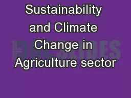 Sustainability and Climate Change in Agriculture sector