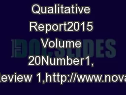 The Qualitative Report2015 Volume 20Number1, Review 1,http://www.nova.