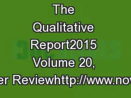 The Qualitative Report2015 Volume 20, Number Reviewhttp://www.nova.edu