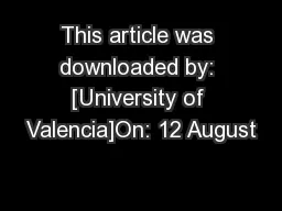 This article was downloaded by: [University of Valencia]On: 12 August