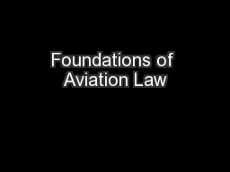 Foundations of Aviation Law