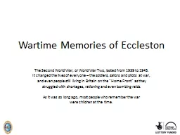 Wartime Memories of Eccleston