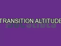 TRANSITION ALTITUDE