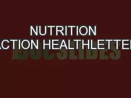 NUTRITION ACTION HEALTHLETTER