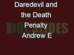 Daredevil and the Death Penalty Andrew E