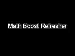 Math Boost Refresher
