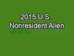 2015 U.S. Nonresident Alien