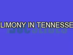 ALIMONY IN TENNESSEE