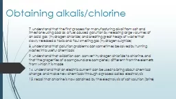 Obtaining alkalis/chlorine