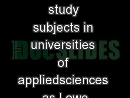 fers as many study subjects in universities of appliedsciences as Lowe