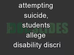 After attempting suicide, students allege disability discri
