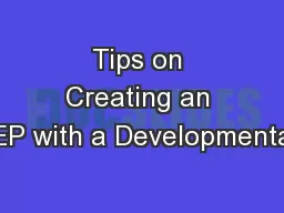 Tips on Creating an IEP with a Developmental