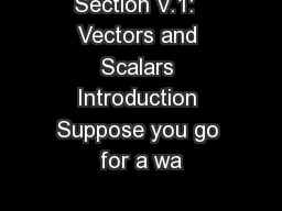 Section V.1:  Vectors and Scalars Introduction Suppose you go for a wa