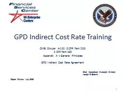 GPD Indirect Cost Rate Training