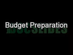 Budget Preparation