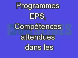 Programmes EPS, Compétences attendues dans les