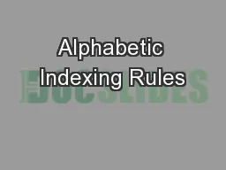 Alphabetic Indexing Rules