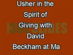 Usher in the Spirit of Giving with David Beckham at Ma