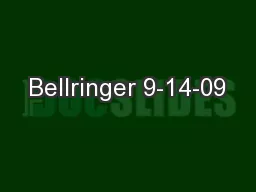 Bellringer 9-14-09
