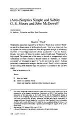 Philosophy and (Anti-)Sceptics Simple and Subtle: and John McDowell* a