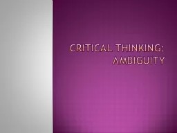 Critical thinking: Ambiguity
