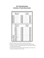 Schedule of Finals Week Exams