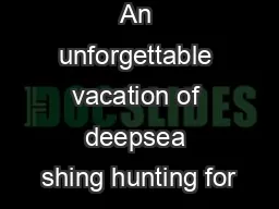 An unforgettable vacation of deepsea shing hunting for