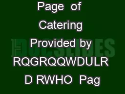 Page  of  Catering Provided by RQGRQQWDULR D RWHO  Pag