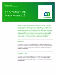 PRODUCT SHEET CA Scheduler Job Management