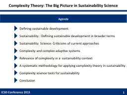 Complexity Theory: The Big Picture in Sustainability Scienc