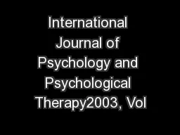 International Journal of Psychology and Psychological Therapy2003, Vol